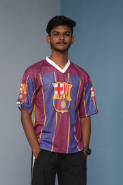 Five Sleeve V-Neck F C B Printed Tshirt for men - Maroon with Violet-Shirt & Pant Combo-7 Man